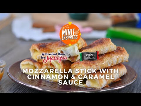 Mozzarella Stick with Cinnamon & Caramel Sauce