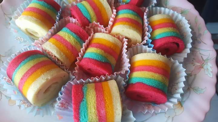 Mini Rainbow Roll Cake Viral Comel Sangat Sampai Sayang 
