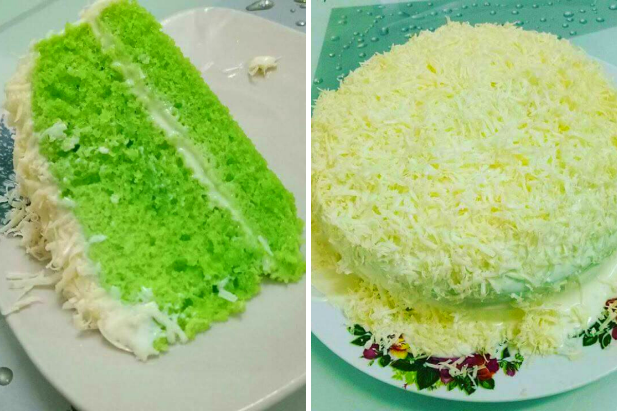 Kek Keju Meleleh Pandan Sedap. Masak Guna Pengukus Je.