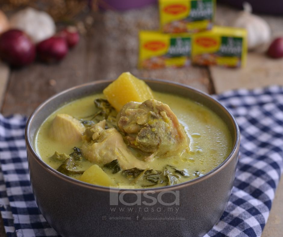 Kiub Ayam Maggi Melengkapkan Cita Rasa Masak Lemak Cili Padi Ayam dan Pucuk Ubi