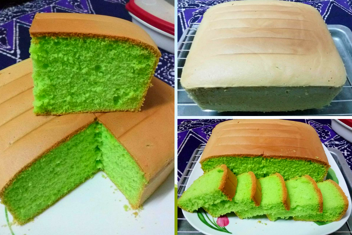 Resipi Kek Span Pandan Homemade Yang Sangat Gebu &#038; Mudah