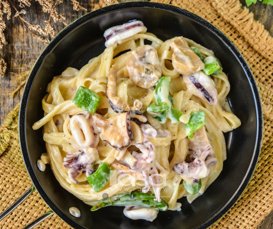 Fettucini Carbonara Sotong Berkeju, Sedap Tak Terkata