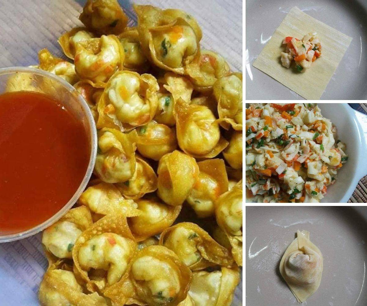 Wantan Goreng Isi Ketam Super Senang, Lipat Elok-elok Barulah Comel Jadinya