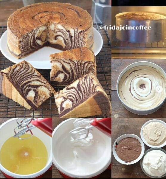 Resipi Kek Zebra Putih Telur Paling Mudah, Sedap & Gebu.