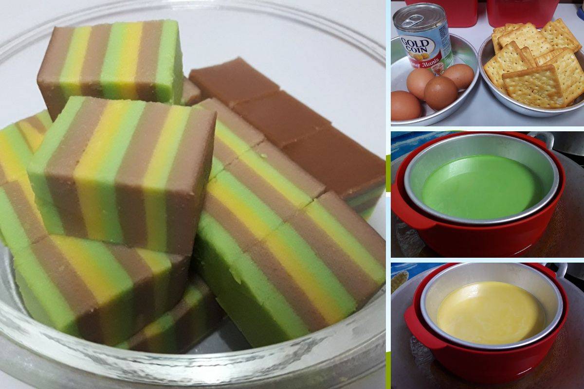 Puding Biskut Cream Cracker Hanya 4 Bahan. Sedap Lemak Lemak Manis