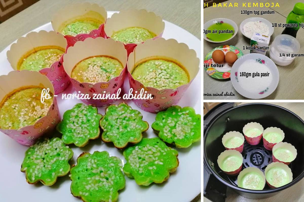 Cara Mudah Masak Kuih Bakar Kemboja Guna Dapur Gas & Air Fryer