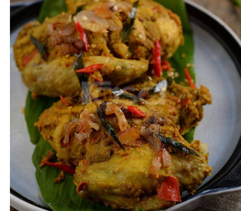 Menu Kenduri, Nasi Kunyit, Ayam Bakar Ketumbar & Nanas Tumis Berempah,