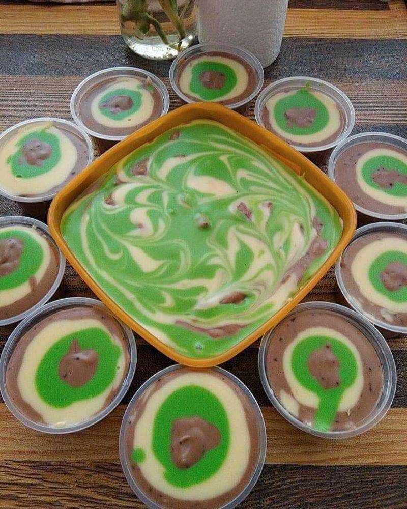 Puding Roti Marble, Sejuk Dingin, Nikmat Dimakan