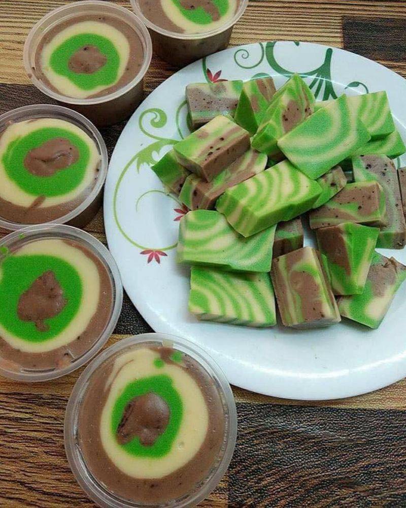 Puding Roti Marble, Sejuk Dingin, Nikmat Dimakan