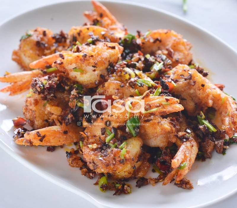 Udang Goreng Cili Daun Ketumbur Ni Sungguh Sedap & Garing.