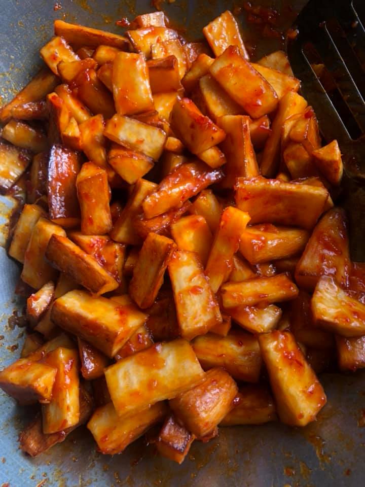 Resipi Ubi Kayu Sira Ni Memang Sedap, Pedas Manis Cukup Rasa