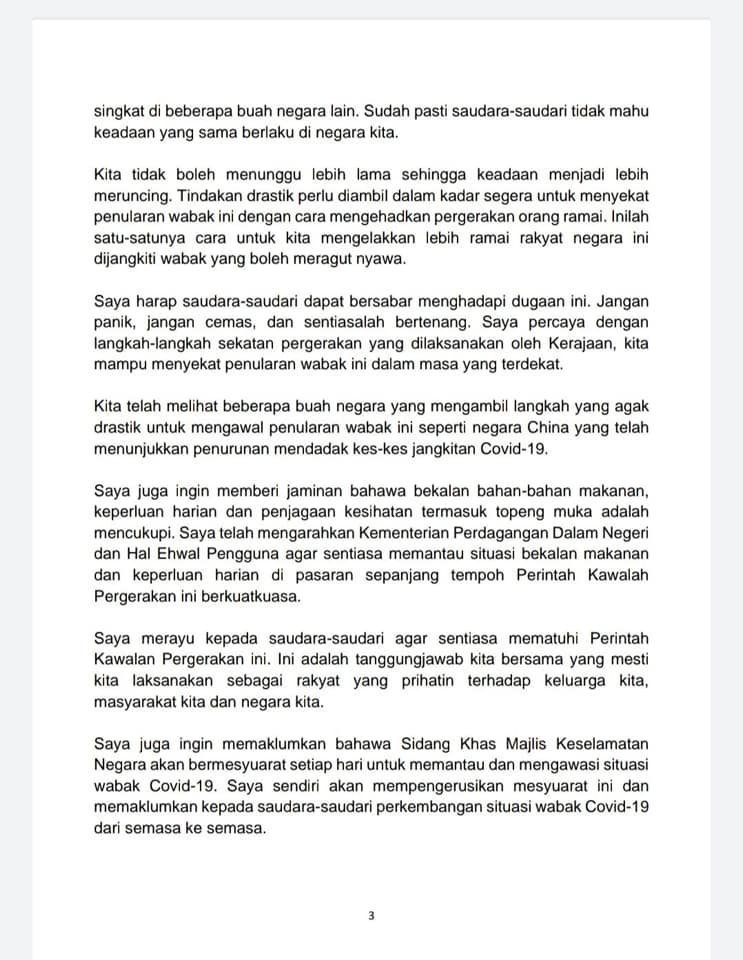 COVID-19: Malaysia Ishtihar Perintah Kawalan Pergerakan Bermula 18-31 Mac 2020