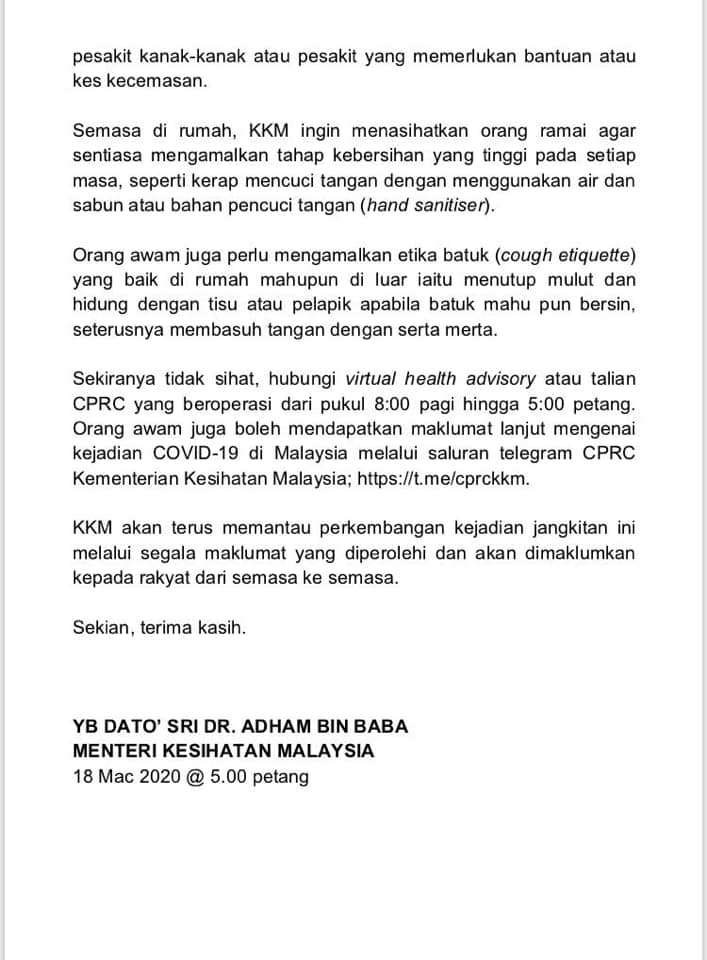 Tidak Patuh Perintah Kawalan Pergerakan Boleh Cetus Gelombang Ketiga Covid-19 Yang Lebih Besar.