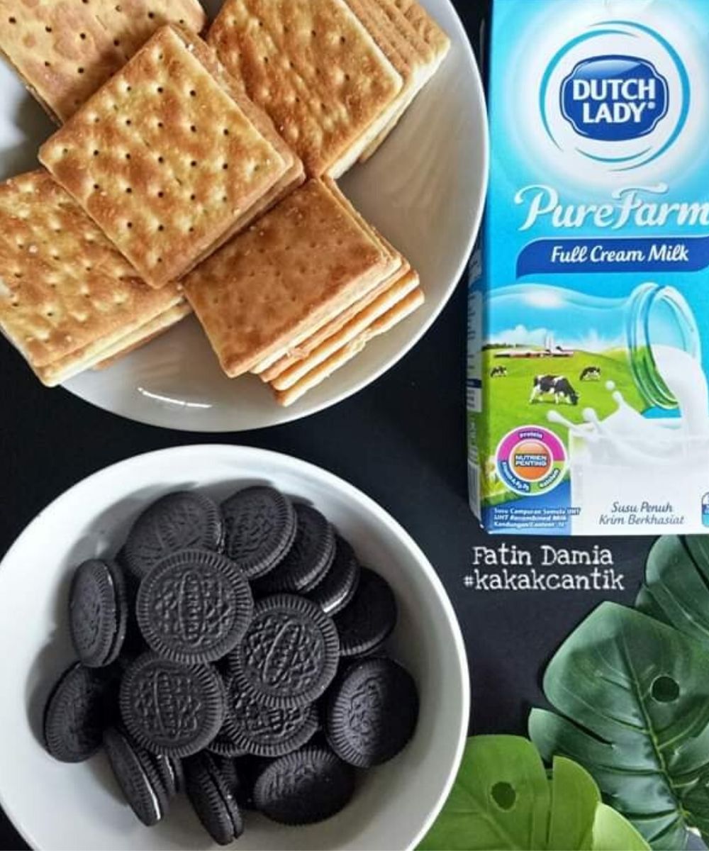 Kek Lapis Oreo Dengan Biskut Crackers. Tanpa Tepung,Telur,Mentega & Oven