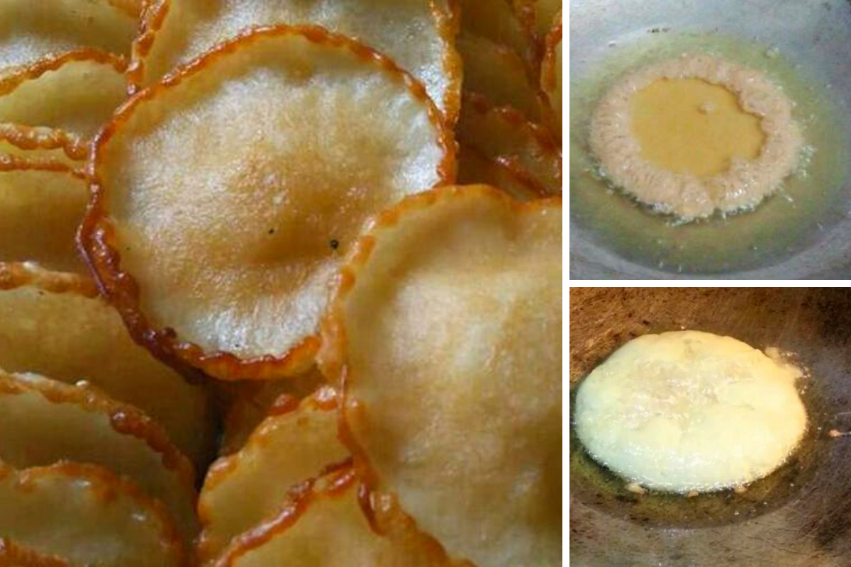 Resipi Kuih Cucur Topi Mudah Hanya Guna 4 Bahan.