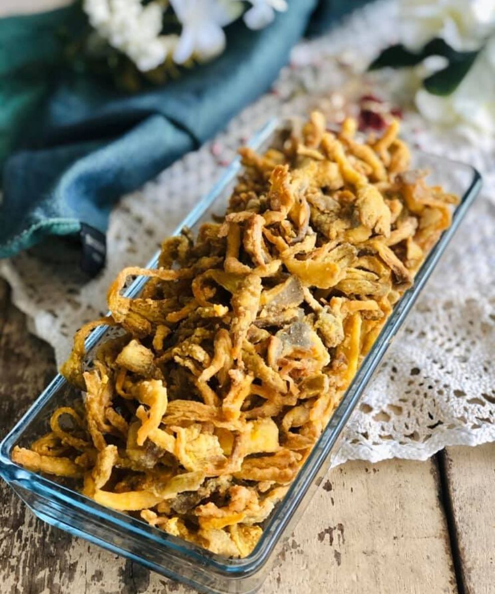 Resipi Hebat Cendawan Tiram Goreng Garing & Daging Berempah . Stail Sue.