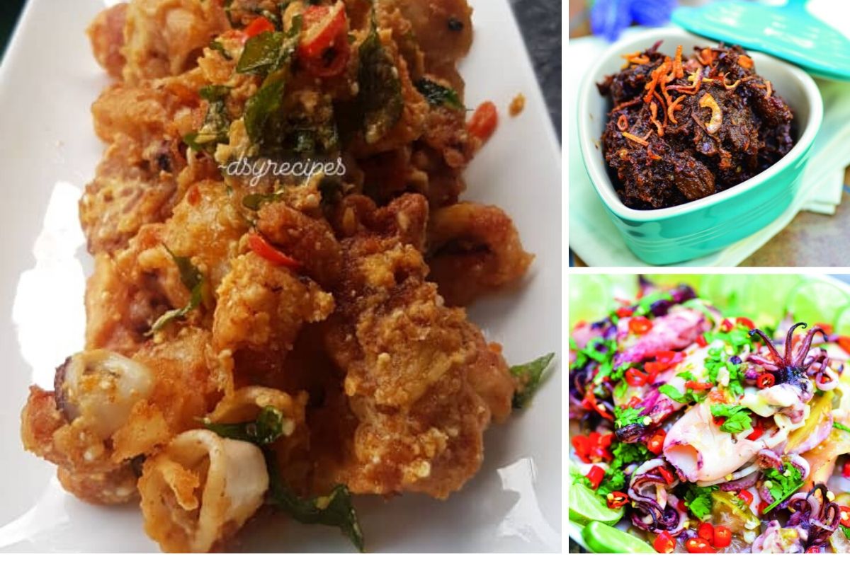 Daging Dendeng Perak,Sotong Kukus Thai &#038; Sotong Telur Masin Menu Kecur Liur Untuk Berbuka Dan Sahur