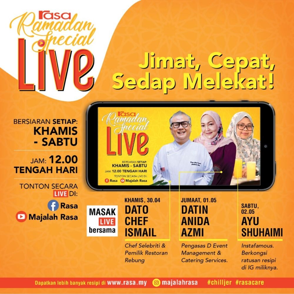 Rasa Live Ramadan Tunjuk Cara Masak Rendang Daging Rembau,  Ayam Ungkep &  Udang Galah  Mentega Telur Masin