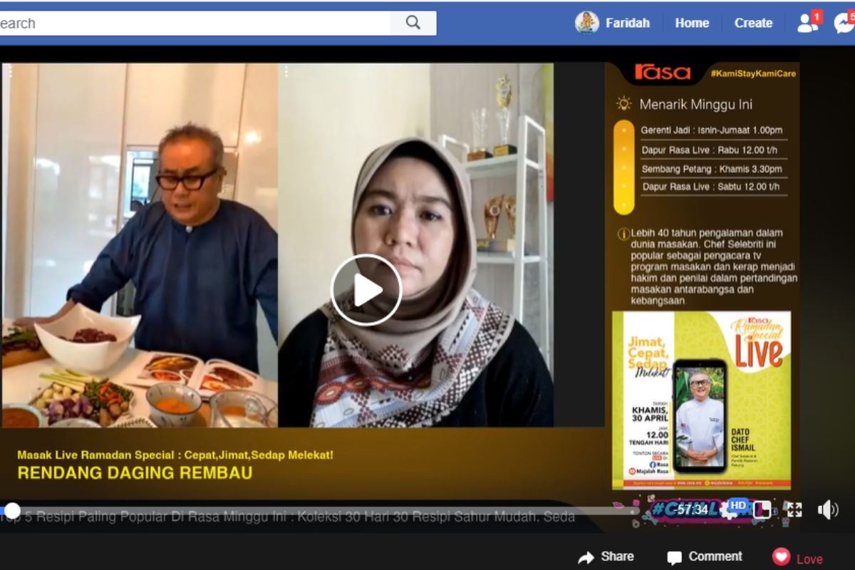 Rasa Live Ramadan Tunjuk Cara Masak Rendang Daging Rembau,  Ayam Ungkep &  Udang Galah  Mentega Telur Masin