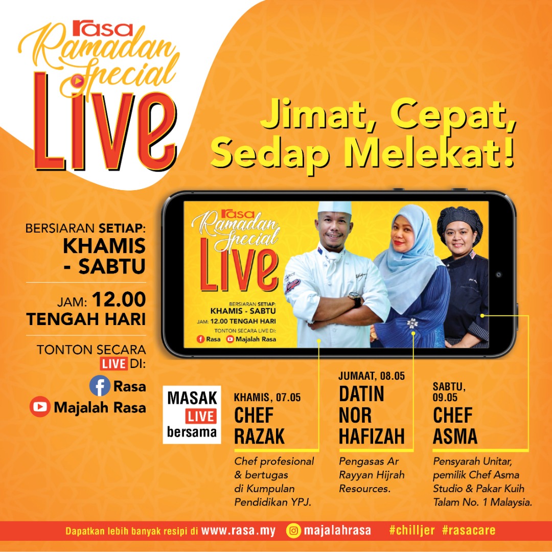 Chef Razak, Datin Nor Hafizah Saad & Chef Asma Kongsi 3 Resipi Terbaik Boleh Cuba Di Bulan Ramadan