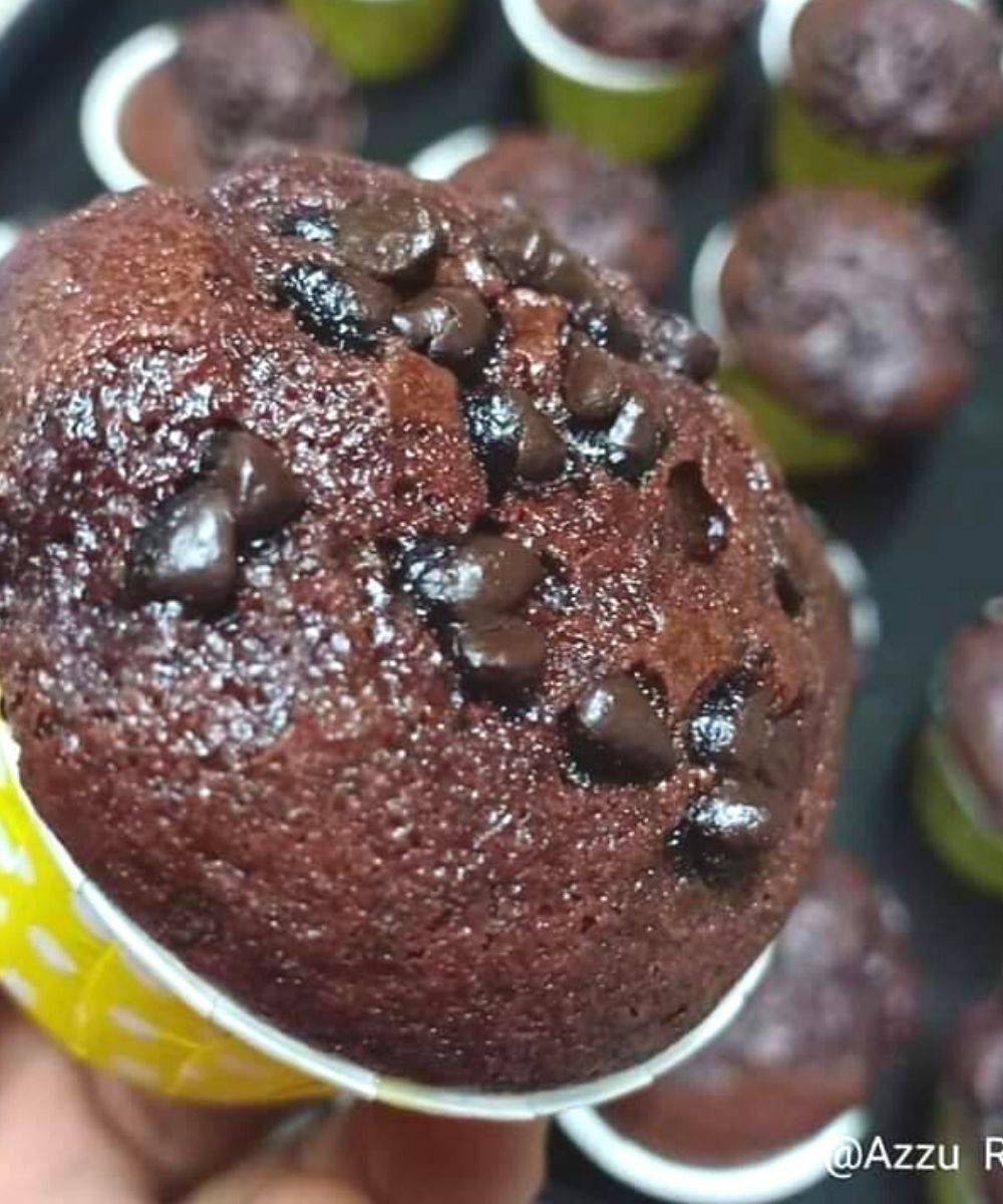 Muffin Coklat Cip, Gebu Gabas Gemuk Montok