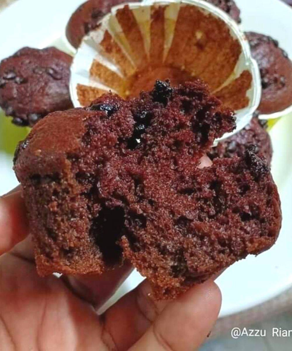 Muffin Coklat Cip, Gebu Gabas Gemuk Montok
