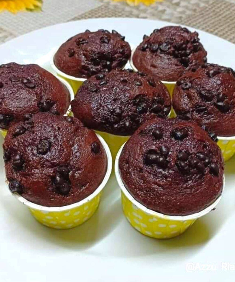 Muffin Coklat Cip, Gebu Gabas Gemuk Montok