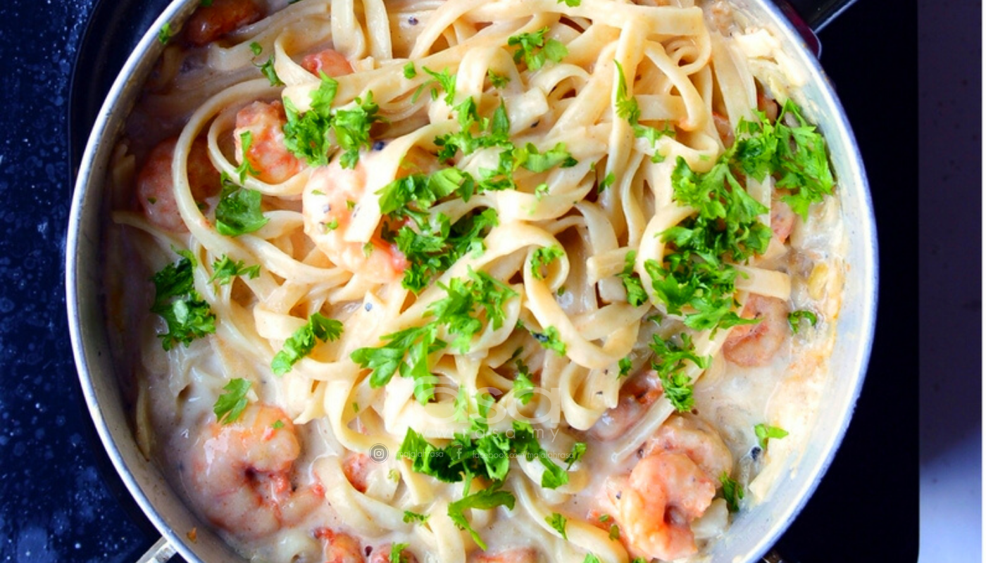 Pasta Udang Berkrim. Resipi Mudah Tapi Sangat Sedap.