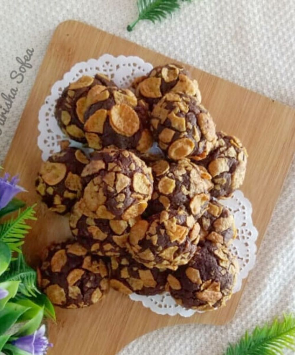 Coklat Cornflakes Crunchy Cookies Dengan Rasa Koko, Rangup Bercoklat.
