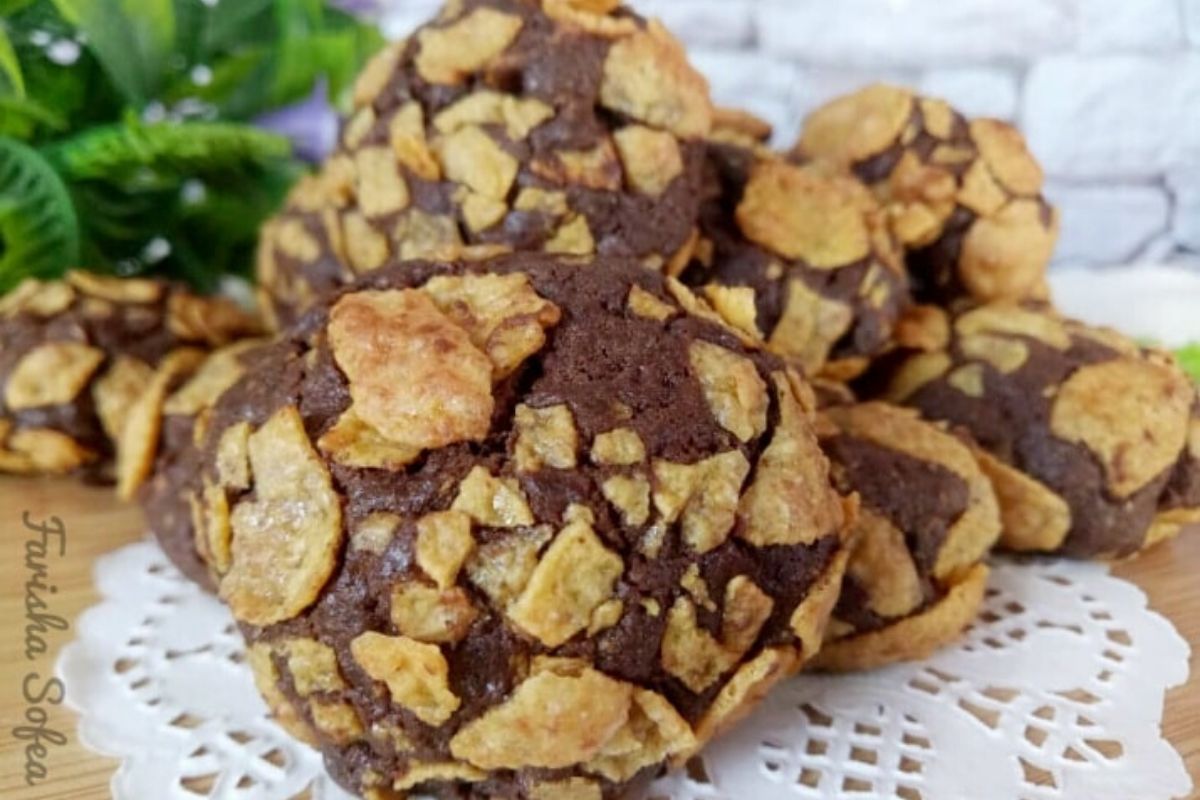 Coklat Cornflakes Crunchy Cookies Dengan Rasa Koko, Rangup Bercoklat.