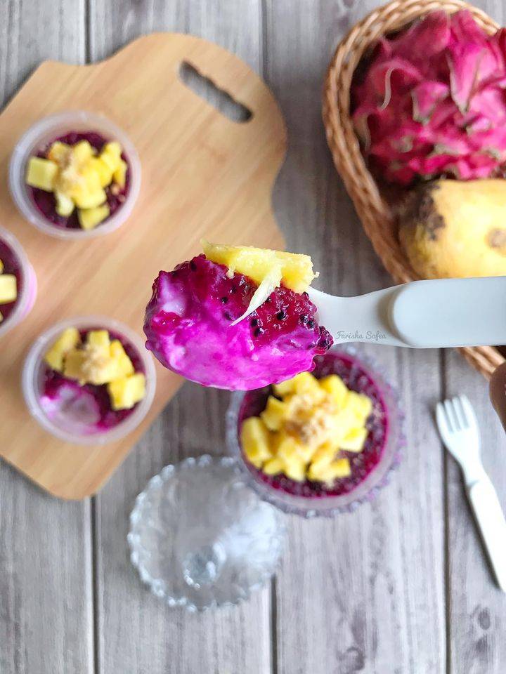 Bubur Sumsum Untuk Bayi, Gabungan Buah Naga dan Mangga Segar