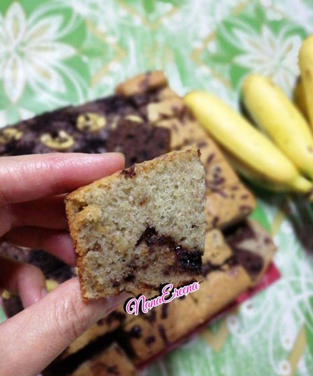 Kek Pisang Dua Rasa, Biskut Oreo Tambah Mantapkan Rasa