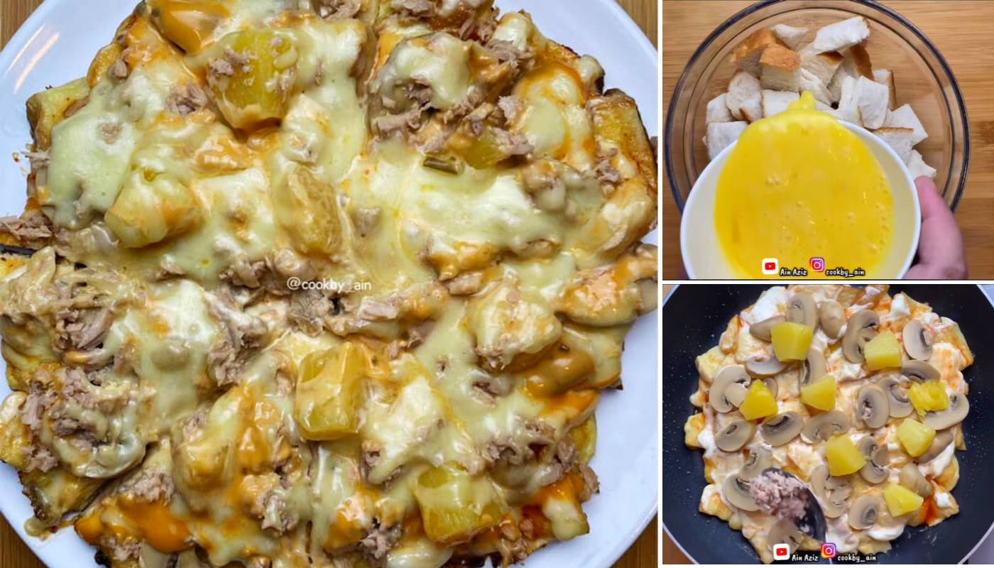 Cara Masak Roti Pizza Tuna Guna Kuali. Sedap & Lembut Walau Dah Sejuk