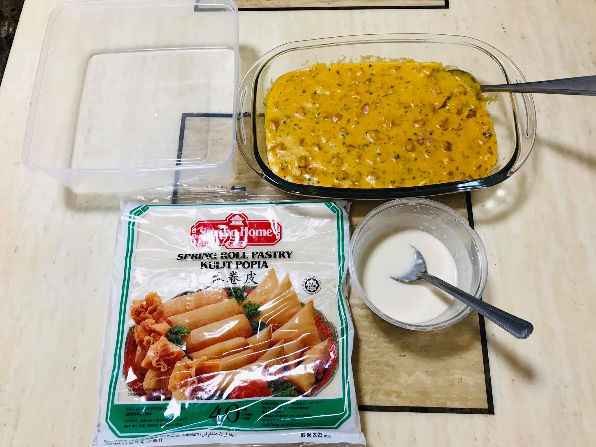 Resipi  Creamy Cheesy Popia Carbonara Rangup & Puas Makan