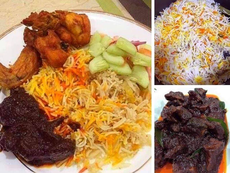 Resipi Nasi Briyani Simple &#038; Daging Masak Kandar. Hidangan Untuk 7-8 Orang Makan