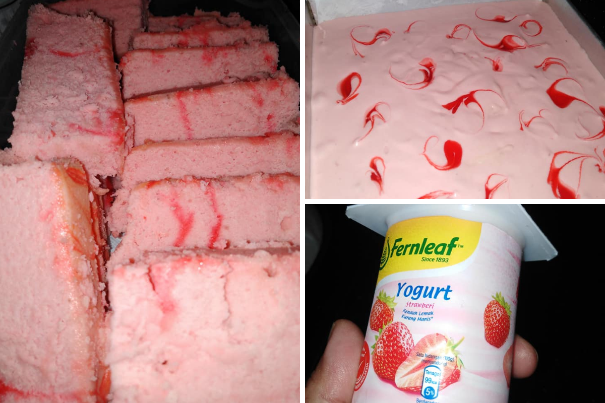 Kek Yogurt Strawberry Cheese Yang Cantik, Sedap & Membuka Selera. Makan Sejuk-Sejuk Lagi ‘Terangkat’!