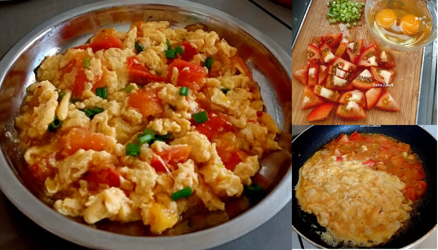 Telur Masak Tomato. Sajian Cina Tanpa Bawang Yang Ringkas, Sedap &#038; Cepat Masak