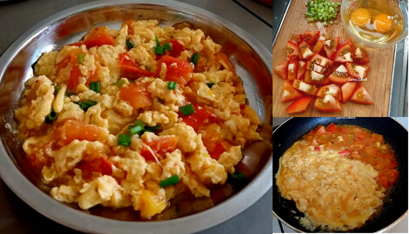 Telur Masak Tomato. Sajian Cina Tanpa Bawang Yang Ringkas, Sedap & Cepat Masak