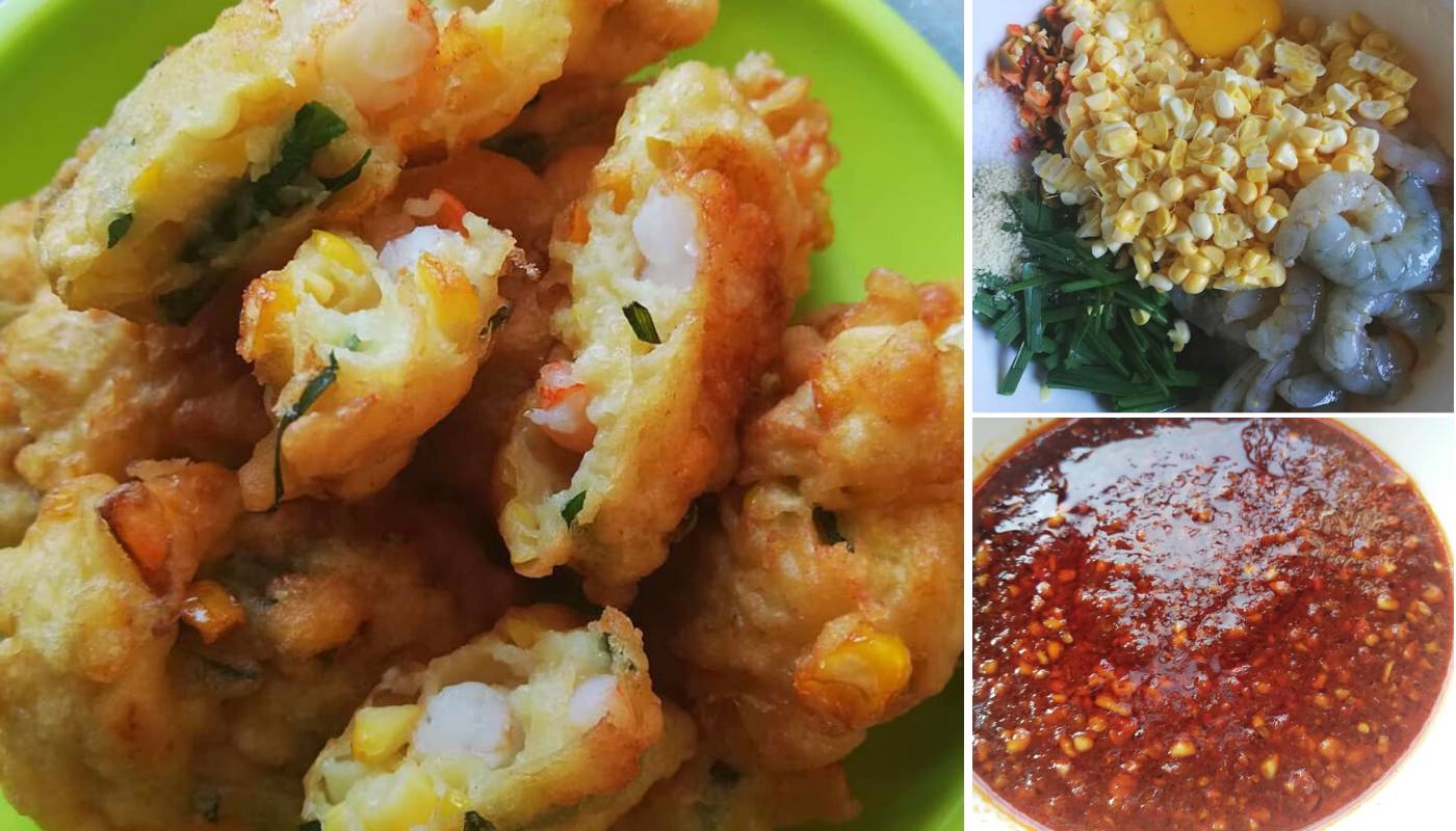 Resipi Cucur Udang Jagung &#038; Kuah Kacang Tanpa Santan