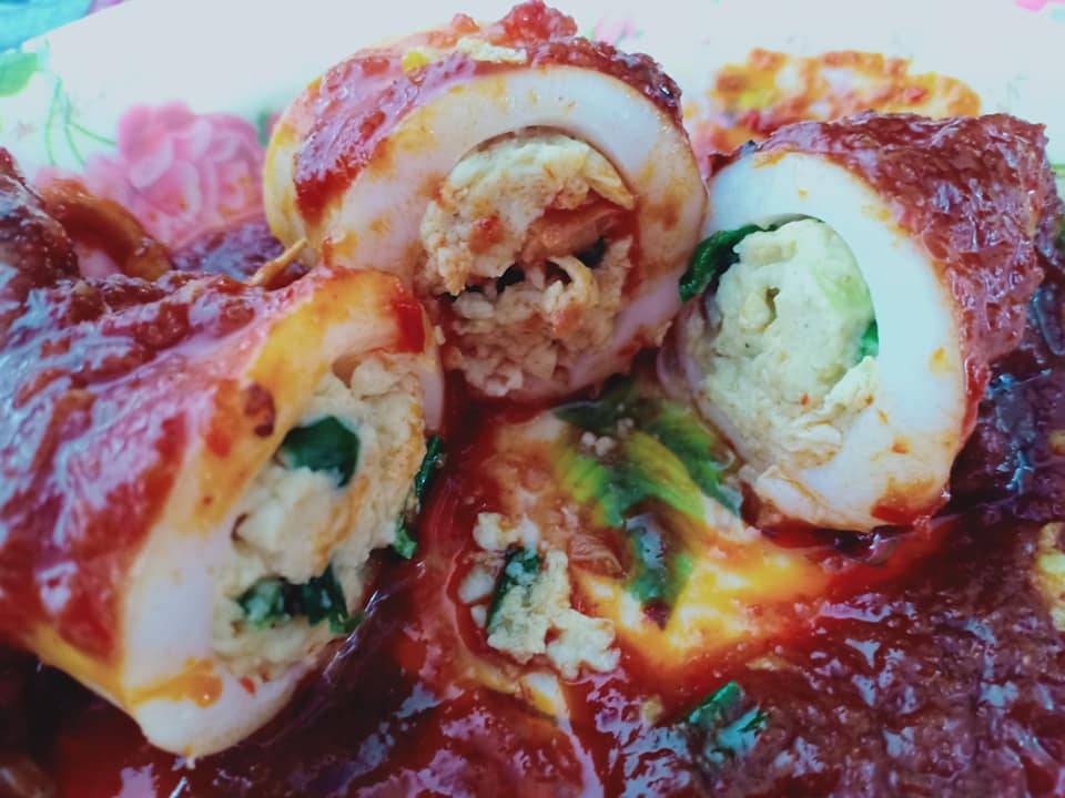 Resipi Sotong Sumbat Masak Merah Yang Sedap & Menyelerakan