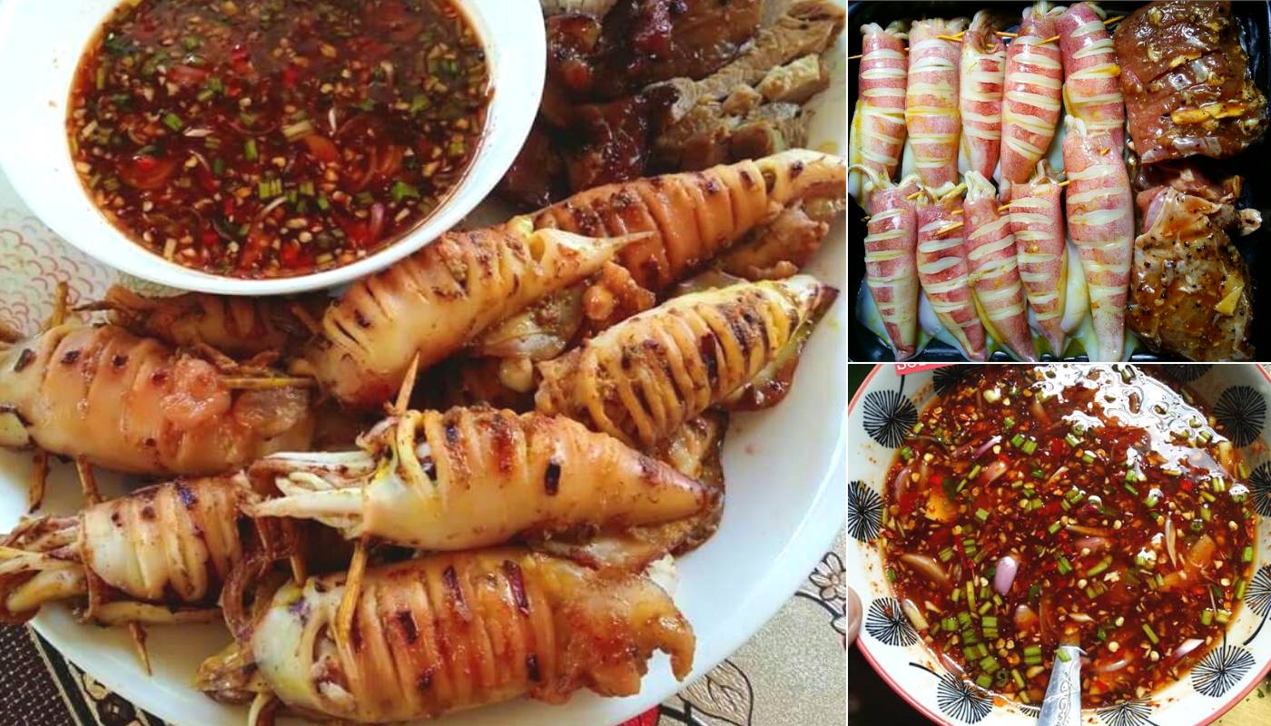 Resipi Perapan Sotong Bakar Paling Mudah &#038; Sos Thai Stail Danok Sedap