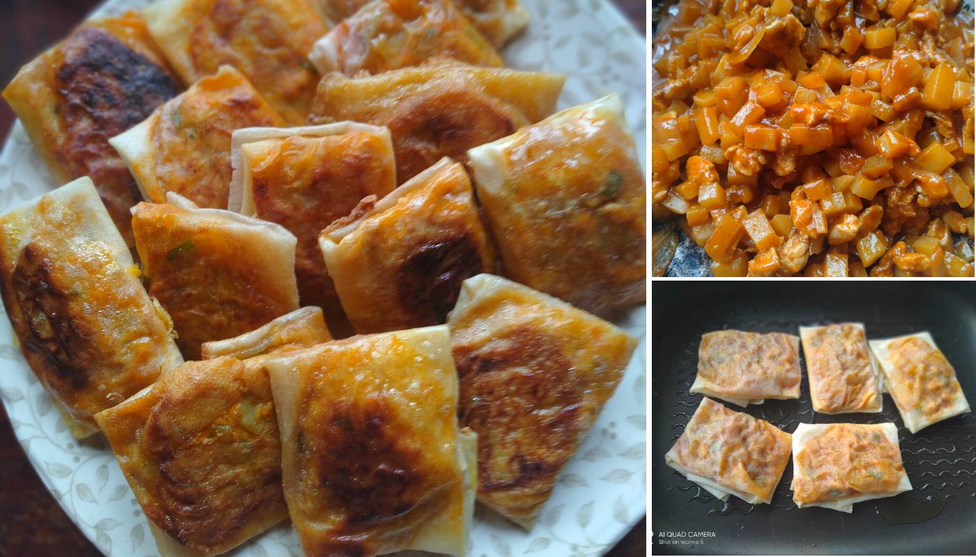 Resipi Murtabak Mini Guna Kulit Popia. Sedap &#038; Tak Guna Banyak Bahan