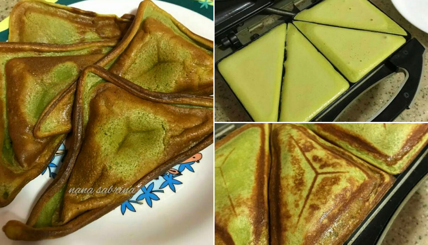 Resipi Kuih Akok Pandan Paling Mudah. Masak Guna Sandwich Maker Je.